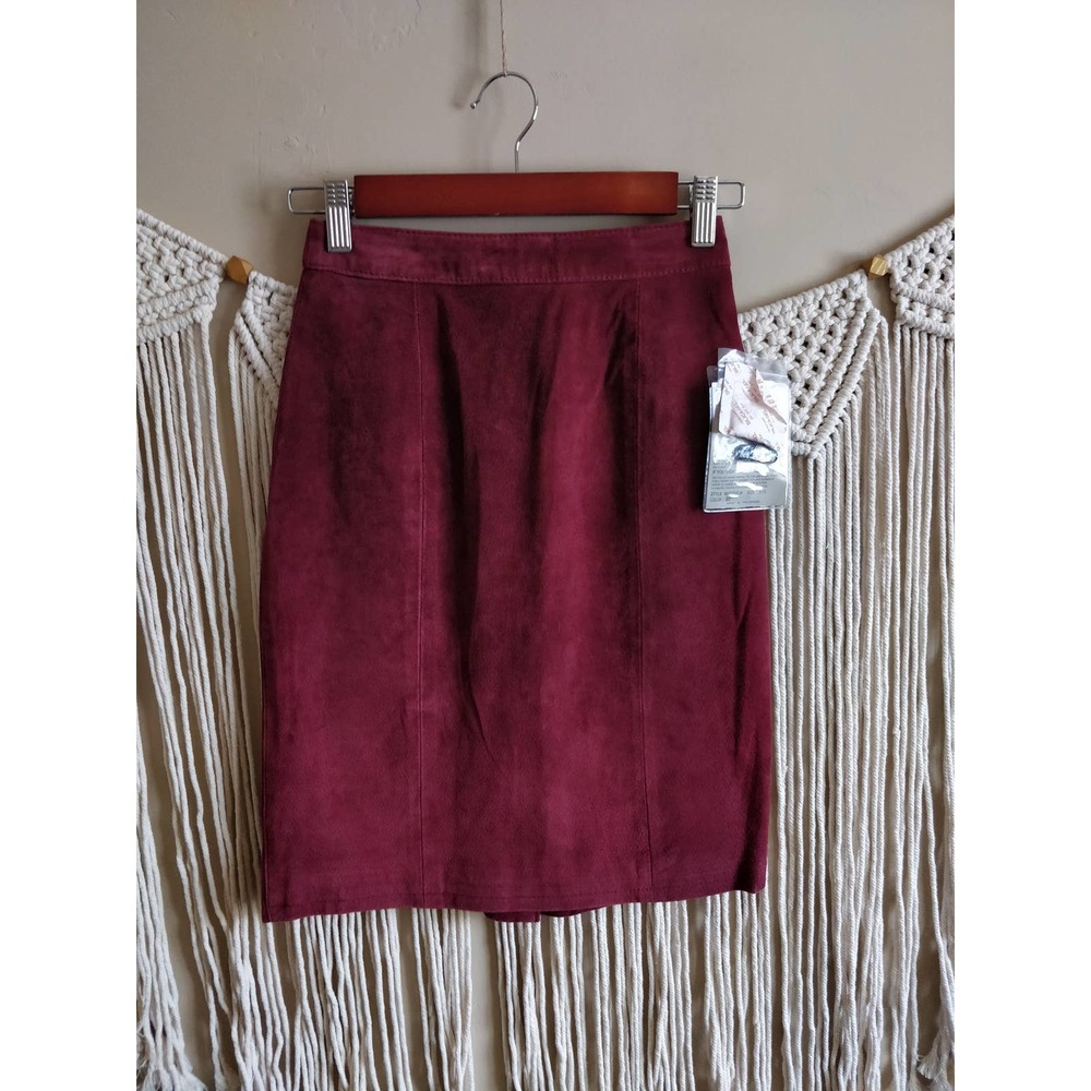 Global Identity Vintage Maroon Suede Pencil Skirt